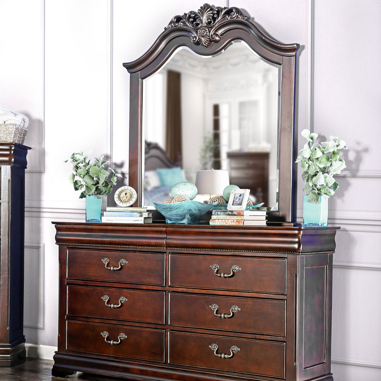 Mandura Cherry Mirror (Mirror Only) from Furniture of America - Luna Furniture