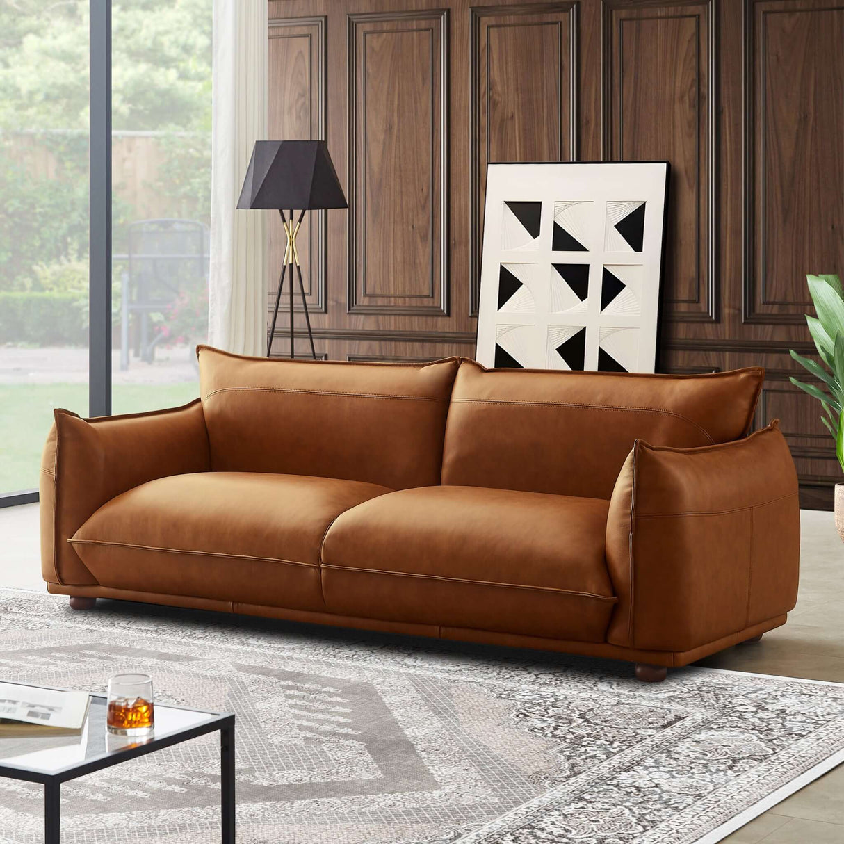 Emma Cognac Leather Sofa from Ashcroft Furniture - Luna Furniture