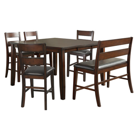 Mantello Cherry 6-Piece Extendable Counter Height Set with Bench from Homelegance - Luna Furniture