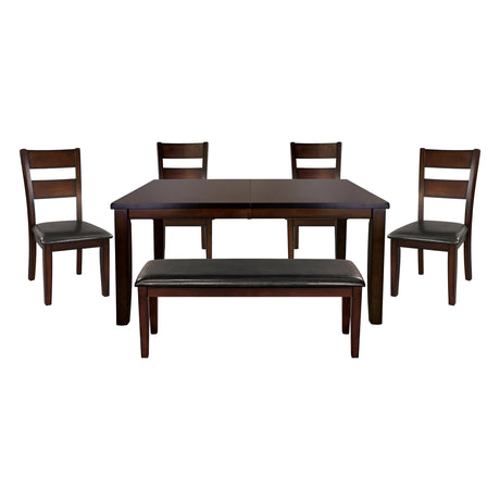 Mantello Cherry 78" 6-Piece Extendable Dining Set with Bench from Homelegance - Luna Furniture