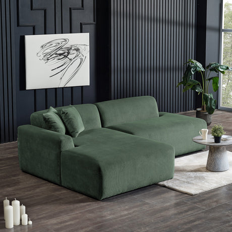 Mar Green Velvet LAF Sectional from Midinmod - Luna Furniture