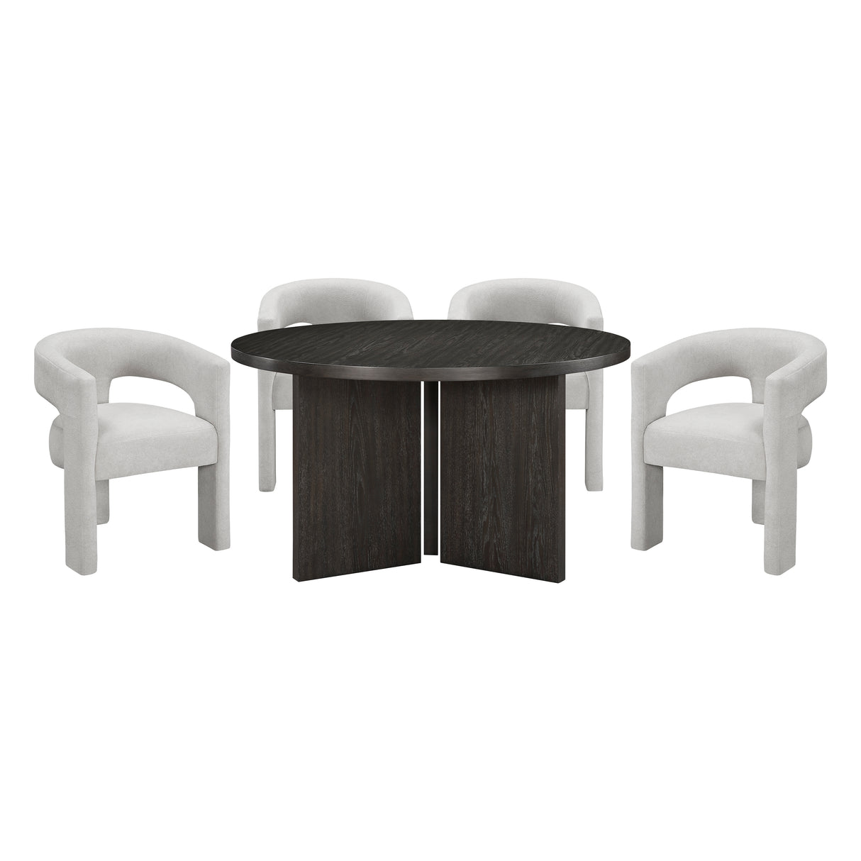 Marais Ebony/Light Gray Boucle 5-Piece Round Dining Set from Homelegance - Luna Furniture
