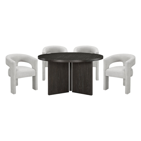 Marais Ebony/Light Gray Boucle 5-Piece Round Dining Set from Homelegance - Luna Furniture