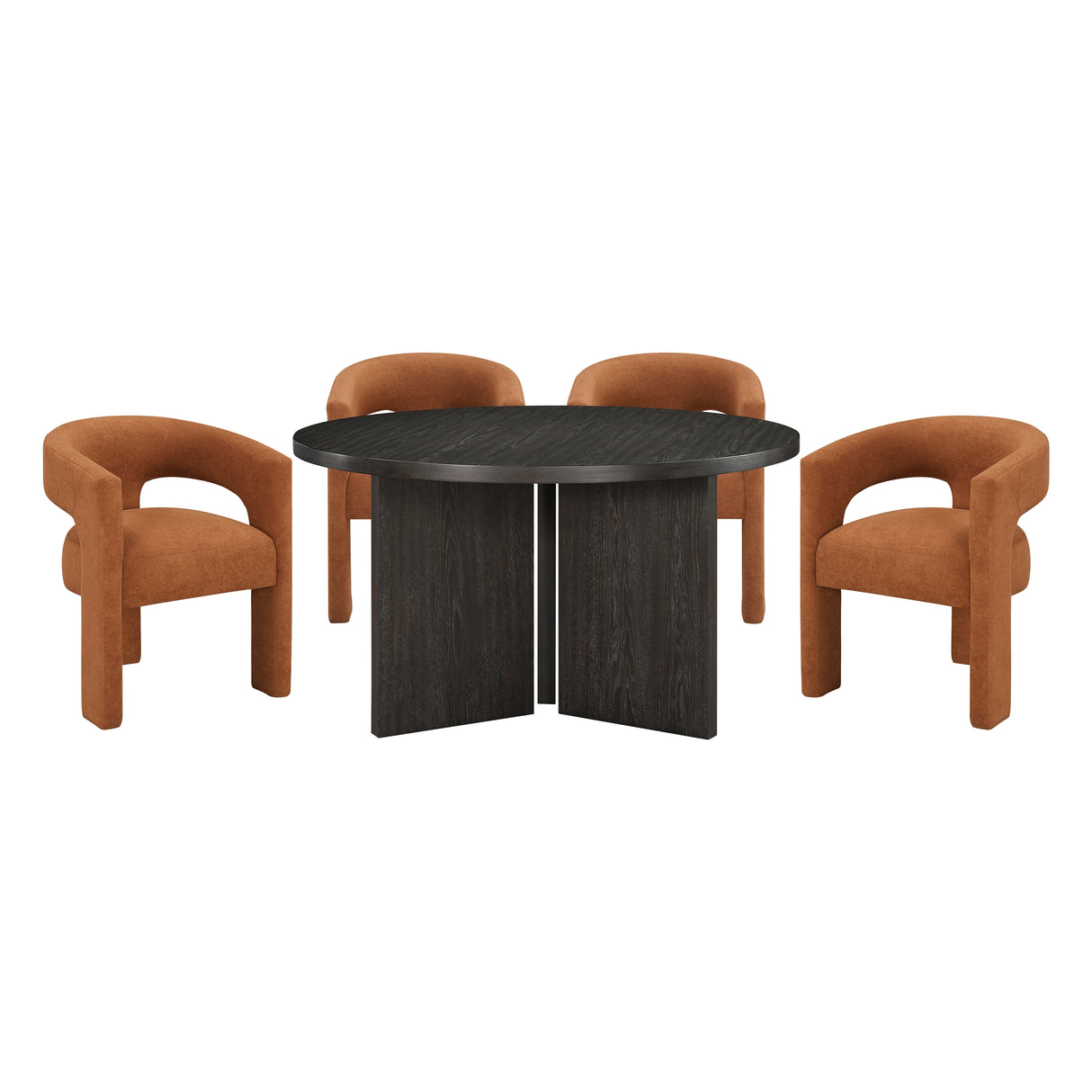 Marais Ebony/Orange Boucle 5-Piece Round Dining Set from Homelegance - Luna Furniture