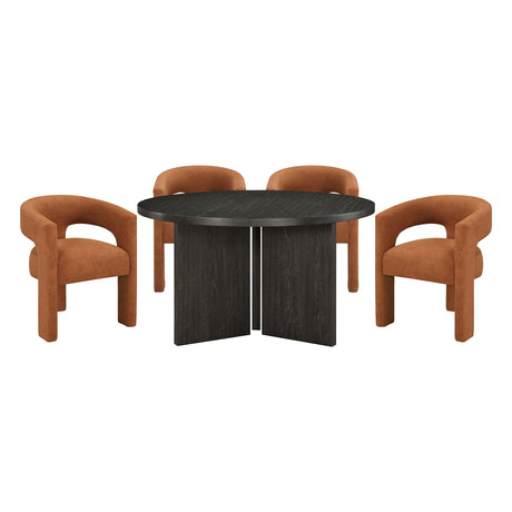 Marais Ebony/Orange Boucle 5-Piece Round Dining Set from Homelegance - Luna Furniture