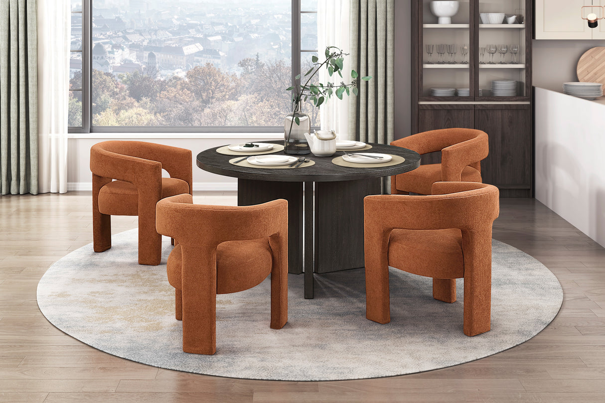 Marais Ebony/Orange Boucle 5-Piece Round Dining Set from Homelegance - Luna Furniture