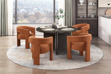 Marais Ebony/Orange Boucle 5-Piece Round Dining Set from Homelegance - Luna Furniture
