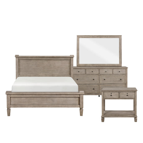 Marceline Gray Oak 4-Piece Bedroom Set (Queen Bed, Nightstand, Dresser, Mirror) from Homelegance - Luna Furniture