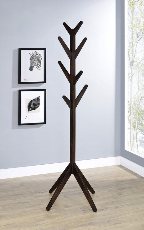 Margaret Cappuccino Solid Wood Coat Rack from Coaster - Luna Furniture