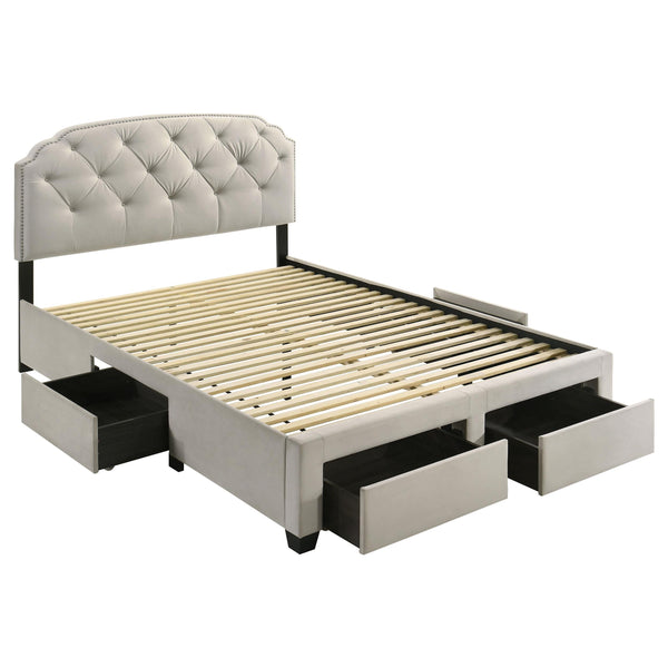 Marianna Cream 4-Drawer Upholstered Eastern King Storage Bed