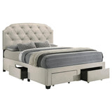 Marianna Cream 4-Drawer Upholstered Eastern King Storage Bed from Coaster - Luna Furniture
