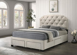 Marianna Cream 4-Drawer Upholstered Queen Storage Bed from Coaster - Luna Furniture
