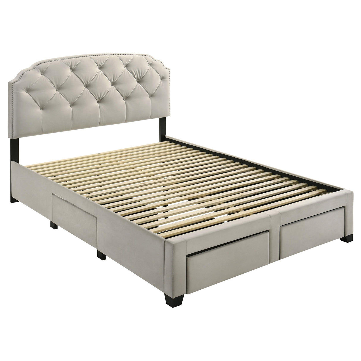 Marianna Cream 4-Drawer Upholstered Queen Storage Bed from Coaster - Luna Furniture