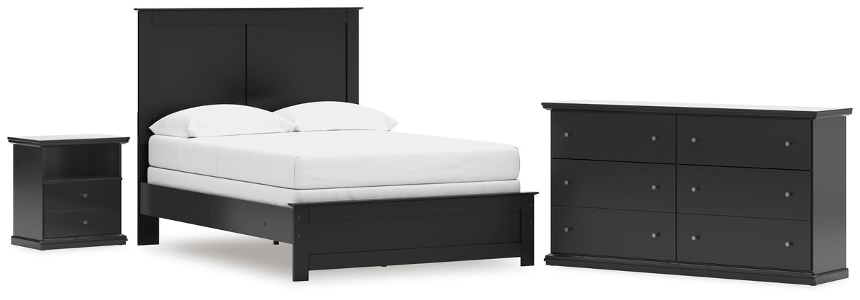 Maribel Full Panel Bed with Dresser and Nightstand in Black from Ashley - Luna Furniture