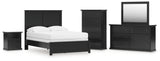 Maribel Full Panel Bed with Mirrored Dresser, Chest and Nightstand in Black from Ashley - Luna Furniture
