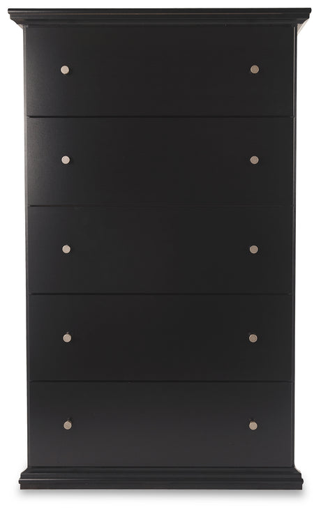 Maribel Full Panel Bed with Mirrored Dresser, Chest and Nightstand in Black from Ashley - Luna Furniture