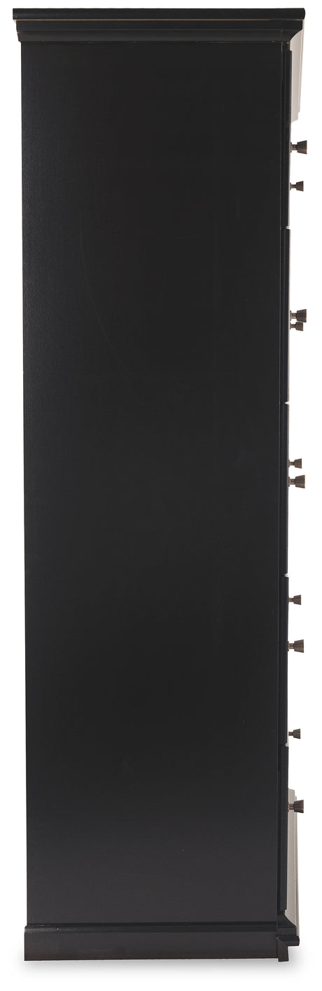 Maribel Full Panel Bed with Mirrored Dresser, Chest and Nightstand in Black from Ashley - Luna Furniture