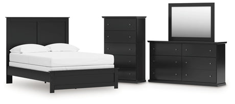 Maribel Full Panel Bed with Mirrored Dresser and Chest in Black from Ashley - Luna Furniture