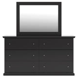 Maribel Full Panel Bed with Mirrored Dresser and Nightstand in Black from Ashley - Luna Furniture