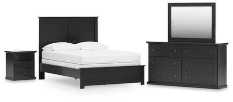Maribel Full Panel Bed with Mirrored Dresser and Nightstand in Black from Ashley - Luna Furniture
