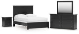 Maribel Full Panel Bed with Mirrored Dresser and Nightstand in Black from Ashley - Luna Furniture