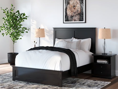 Maribel Full Panel Bed with Mirrored Dresser in Black from Ashley - Luna Furniture