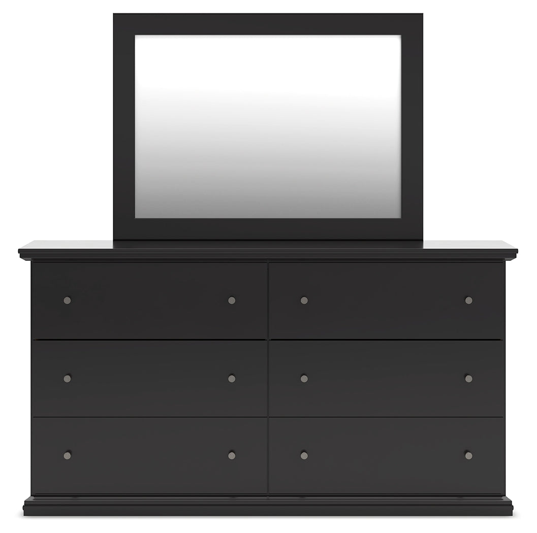 Maribel King Panel Bed with Mirrored Dresser, Chest and Nightstand in Black from Ashley - Luna Furniture