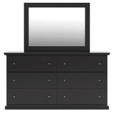 Maribel King Panel Bed with Mirrored Dresser and 2 Nightstands in Black from Ashley Furniture - Luna Furniture