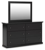 Maribel King Panel Bed with Mirrored Dresser and 2 Nightstands in Black from Ashley Furniture - Luna Furniture