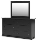 Maribel King Panel Bed with Mirrored Dresser and 2 Nightstands in Black from Ashley Furniture - Luna Furniture