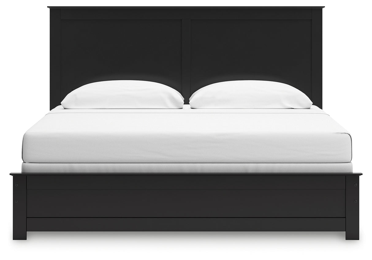 Maribel King Panel Bed with Mirrored Dresser and 2 Nightstands in Black from Ashley Furniture - Luna Furniture