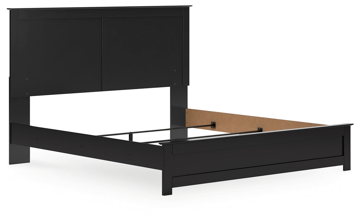 Maribel King Panel Bed with Mirrored Dresser and 2 Nightstands in Black from Ashley Furniture - Luna Furniture