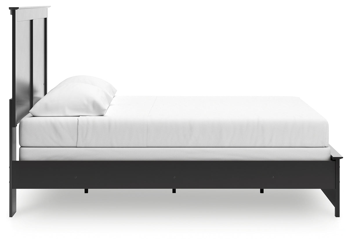 Maribel King Panel Bed with Mirrored Dresser and 2 Nightstands in Black from Ashley Furniture - Luna Furniture