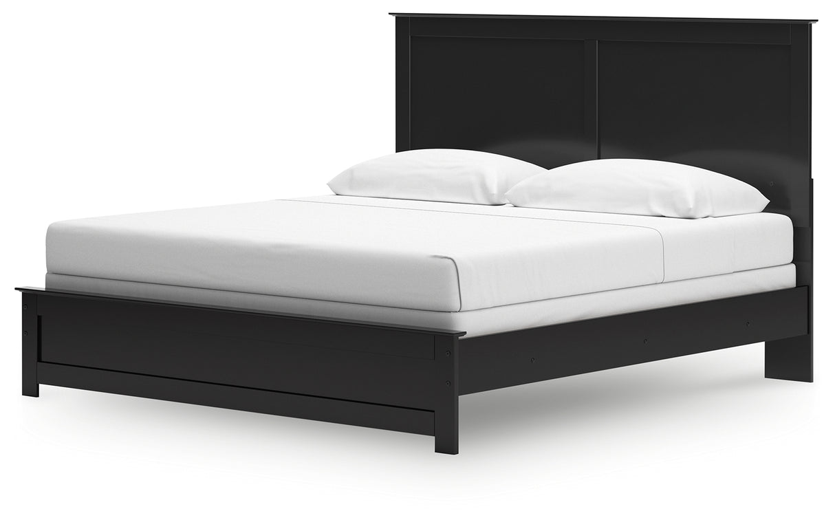 Maribel King Panel Bed with Mirrored Dresser and 2 Nightstands in Black from Ashley Furniture - Luna Furniture