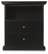 Maribel King Panel Bed with Mirrored Dresser and 2 Nightstands in Black from Ashley Furniture - Luna Furniture