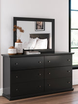 Maribel King Panel Bed with Mirrored Dresser and 2 Nightstands in Black from Ashley Furniture - Luna Furniture