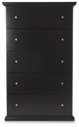 Maribel Queen Panel Bed with Mirrored Dresser, Chest and Nightstand in Black from Ashley Furniture - Luna Furniture