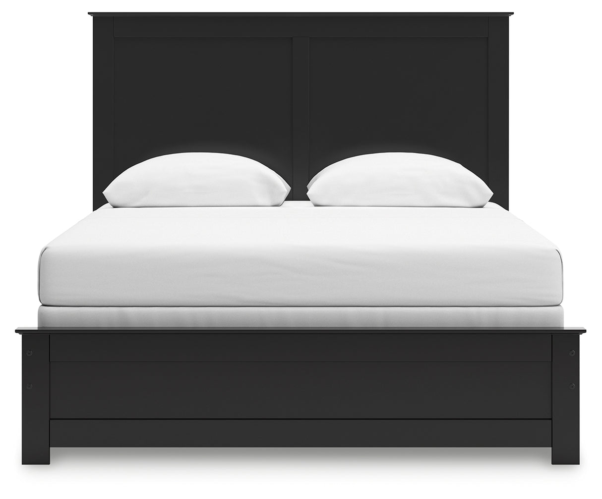Maribel Queen Panel Bed with Mirrored Dresser, Chest and Nightstand in Black from Ashley Furniture - Luna Furniture