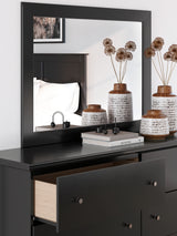 Maribel Queen Panel Bed with Mirrored Dresser, Chest and Nightstand in Black from Ashley Furniture - Luna Furniture