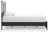 Maribel Queen Panel Bed with Mirrored Dresser and 2 Nightstands in Black from Ashley Furniture - Luna Furniture