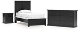 Maribel Twin Panel Bed with Dresser and Nightstand in Black from Ashley - Luna Furniture