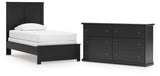 Maribel Twin Panel Bed with Dresser in Black from Ashley Furniture - Luna Furniture