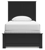 Maribel Twin Panel Bed with Mirrored Dresser, Chest and Nightstand in Black from Ashley - Luna Furniture