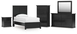 Maribel Twin Panel Bed with Mirrored Dresser, Chest and Nightstand in Black from Ashley - Luna Furniture