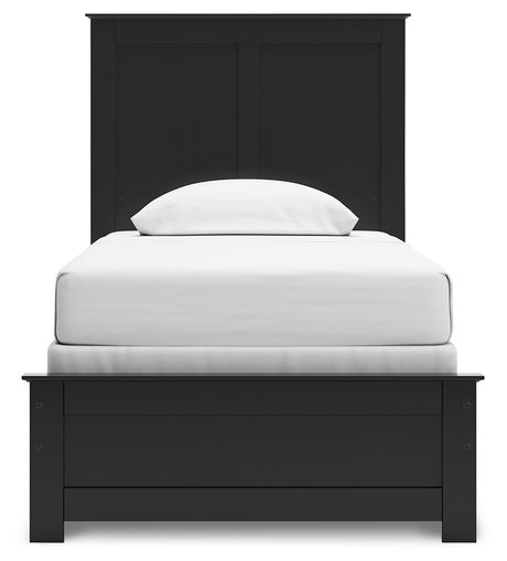Maribel Twin Panel Bed with Mirrored Dresser and 2 Nightstands in Black from Ashley - Luna Furniture