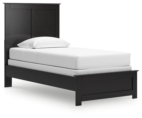 Maribel Twin Panel Bed with Mirrored Dresser and 2 Nightstands in Black from Ashley - Luna Furniture