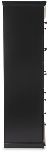 Maribel Twin Panel Bed with Mirrored Dresser and Chest in Black from Ashley - Luna Furniture