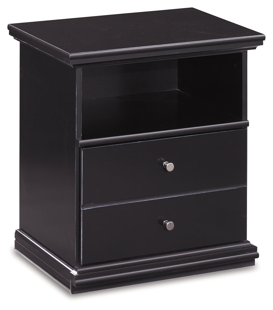 Maribel Twin Panel Bed with Mirrored Dresser and Nightstand in Black from Ashley - Luna Furniture