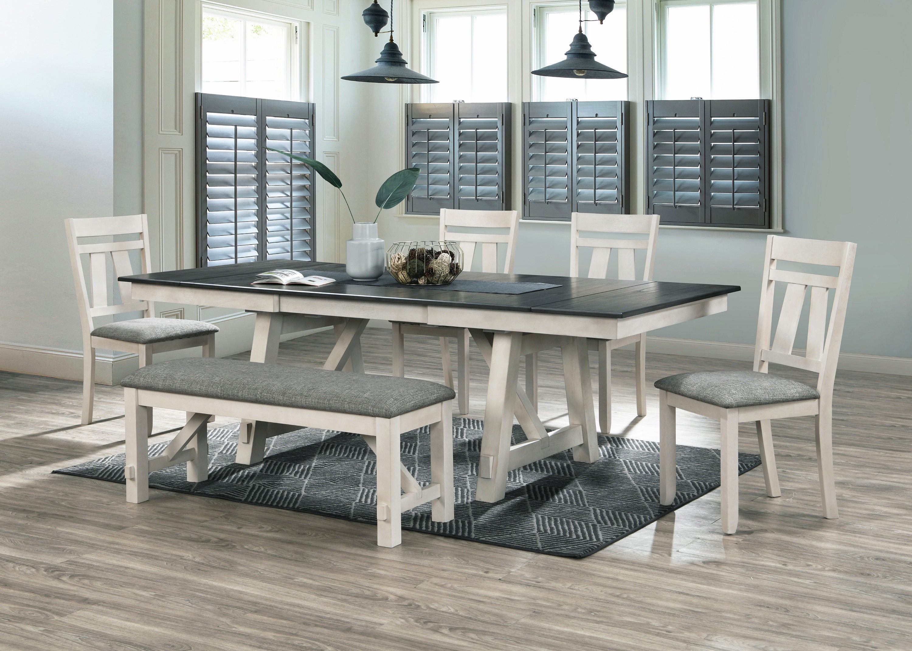 Crown Mark Maribelle Chalk/Gray Extendable Dining Set - Luna Furniture