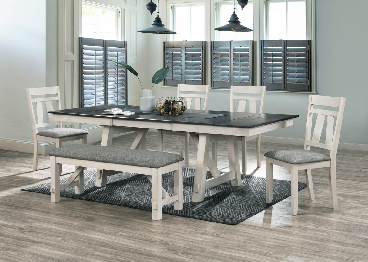 Maribelle Chalk/Gray Extendable Dining Set from Crown Mark - Luna Furniture